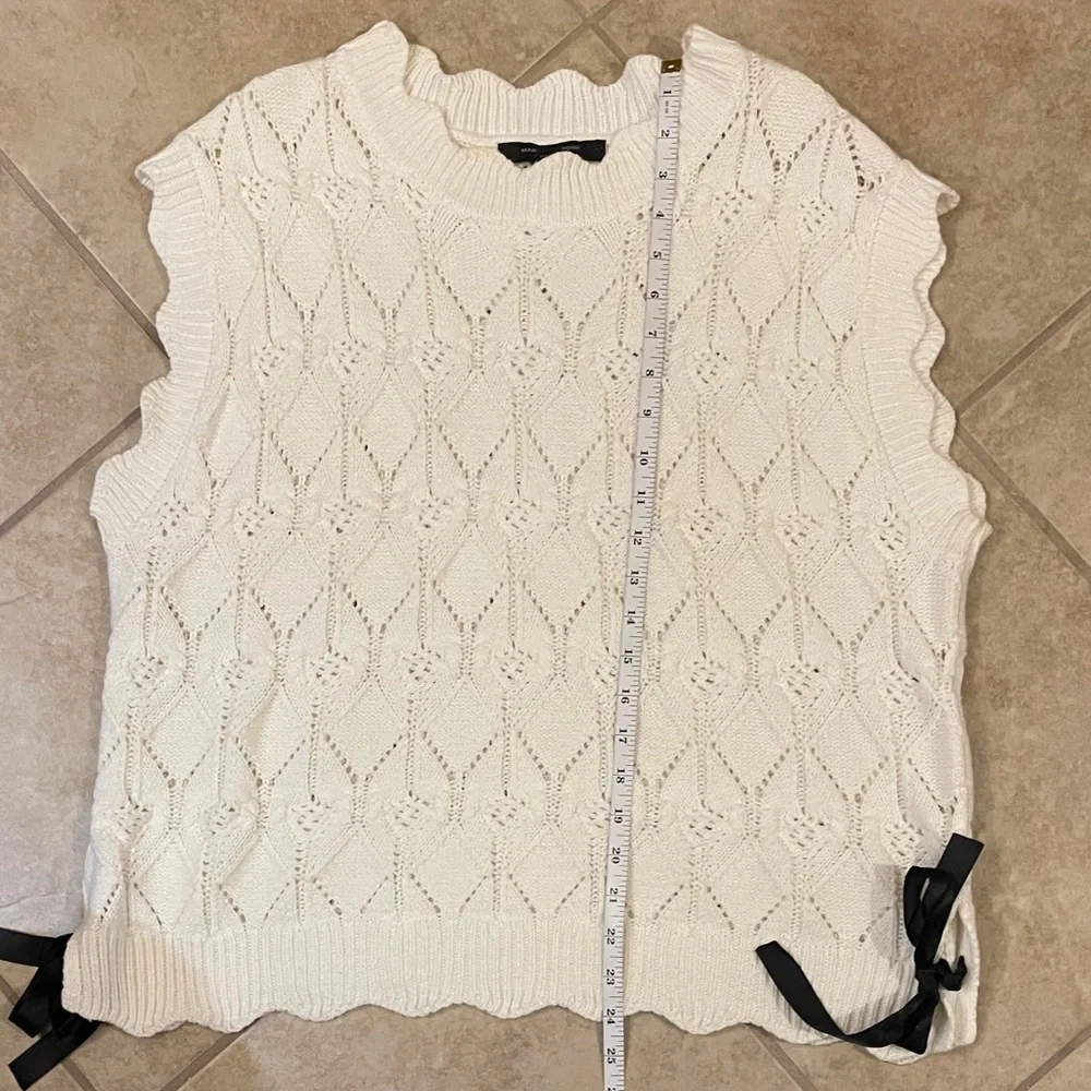 Marc New York Ivory Sweater Vest  with Black Bow Details XL - Picture 7 of 9